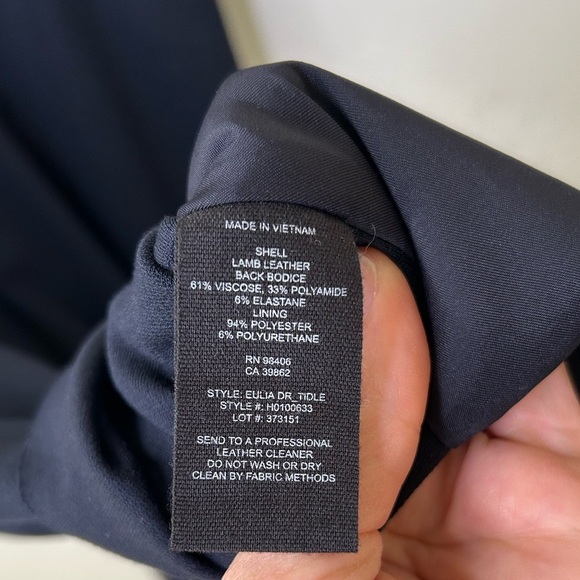 THEORY Eulia Tidle Suede Front Mock Neck Dress In Deep Navy - Picture 7 of 8